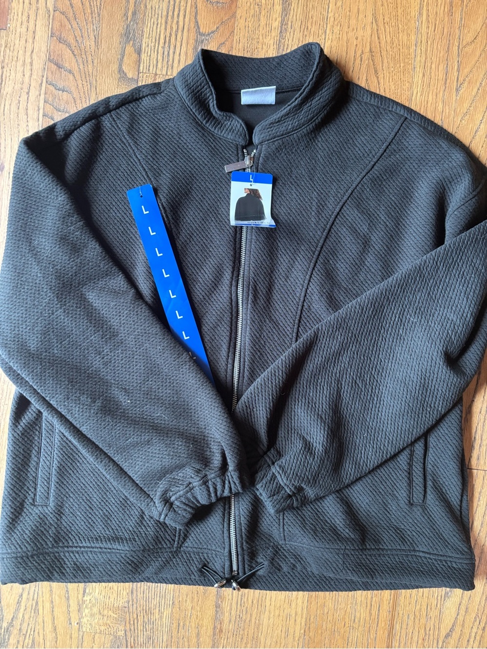Sage Active Textured Full Zip Jacket Black L NWT